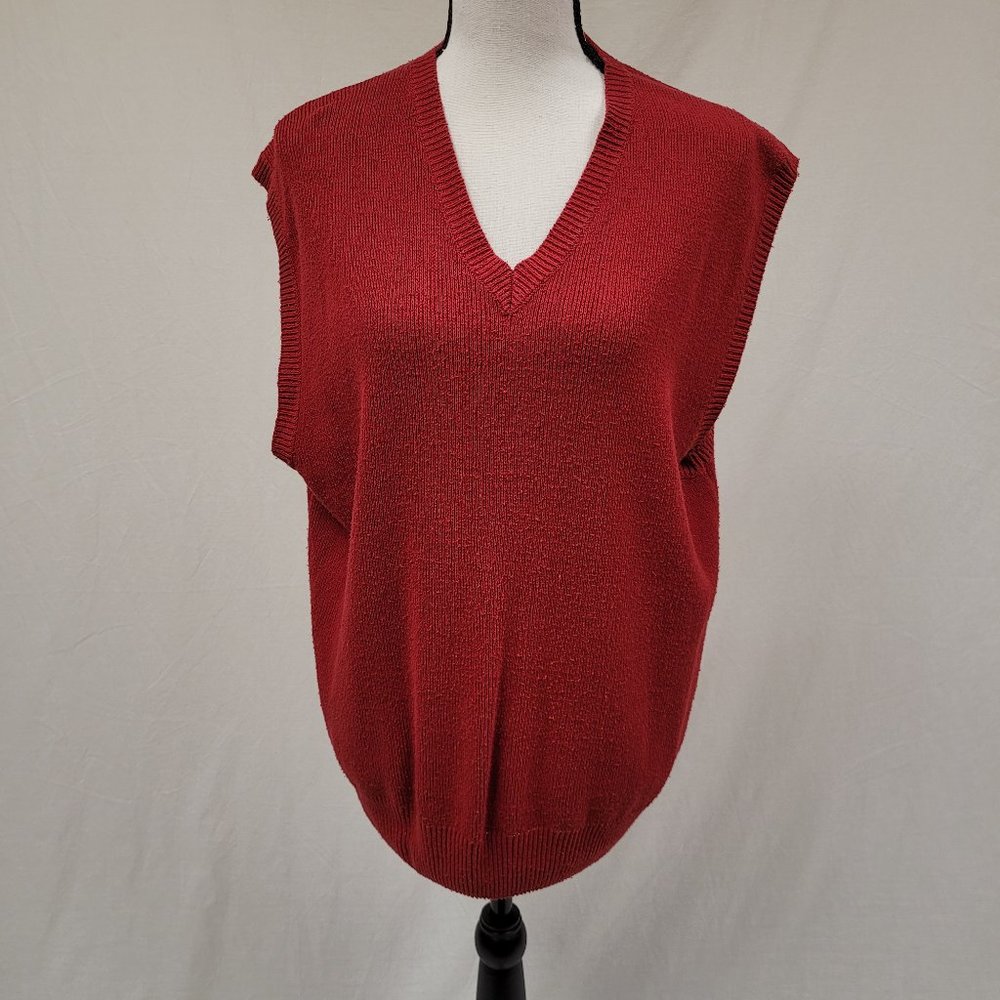 WinterSilks Silk Red Knit Sweater Vest L